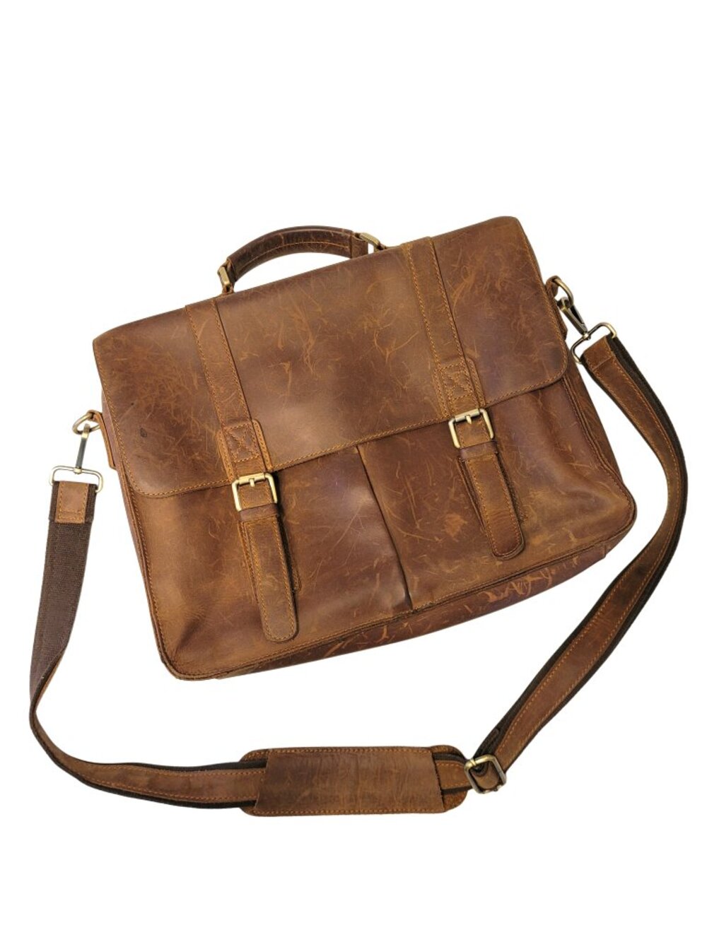 Jack & Chris Distressed Leather Messenger Laptop Bag